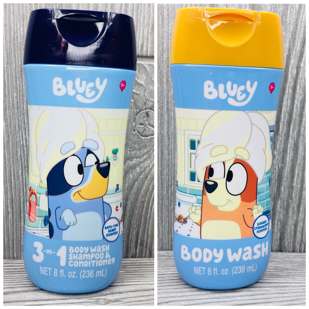 New Bingo and bluey body was and 3 in 1 shampoo 8oz containers kids bath